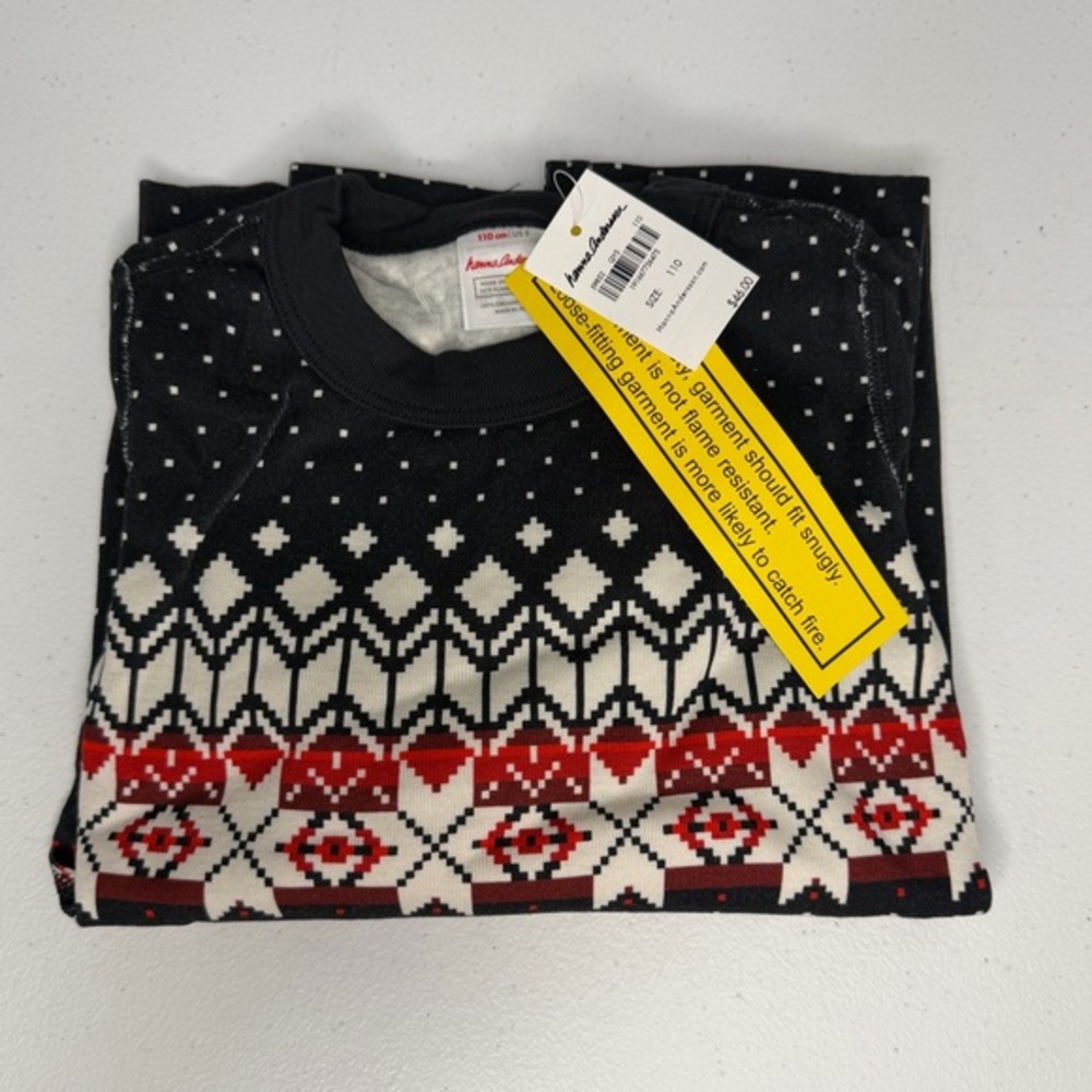 Hanna‎ Andersson Holiday Pajama Set Family Heritage Black Red & White 110cm NWT - Picture 4 of 5